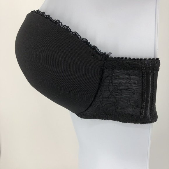 Lily Of France Gel Touch Push Up Strapless Bra Underwire Womens 36B Black - Picture 4 of 9